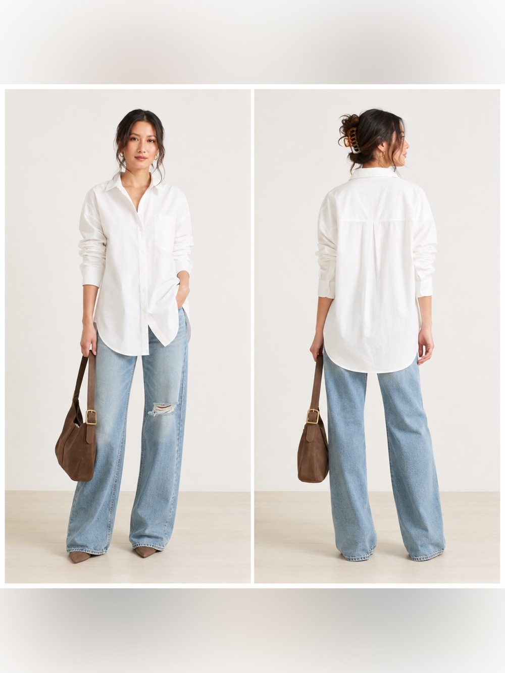 Evereve Sanctuary Shirt Womens Medium White Oversized Tunic Button Down New